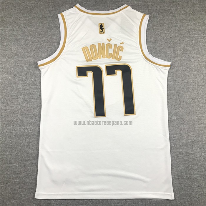 Camiseta Golden Edition Dallas Mavericks Luka Doncic NO 77 Blanco